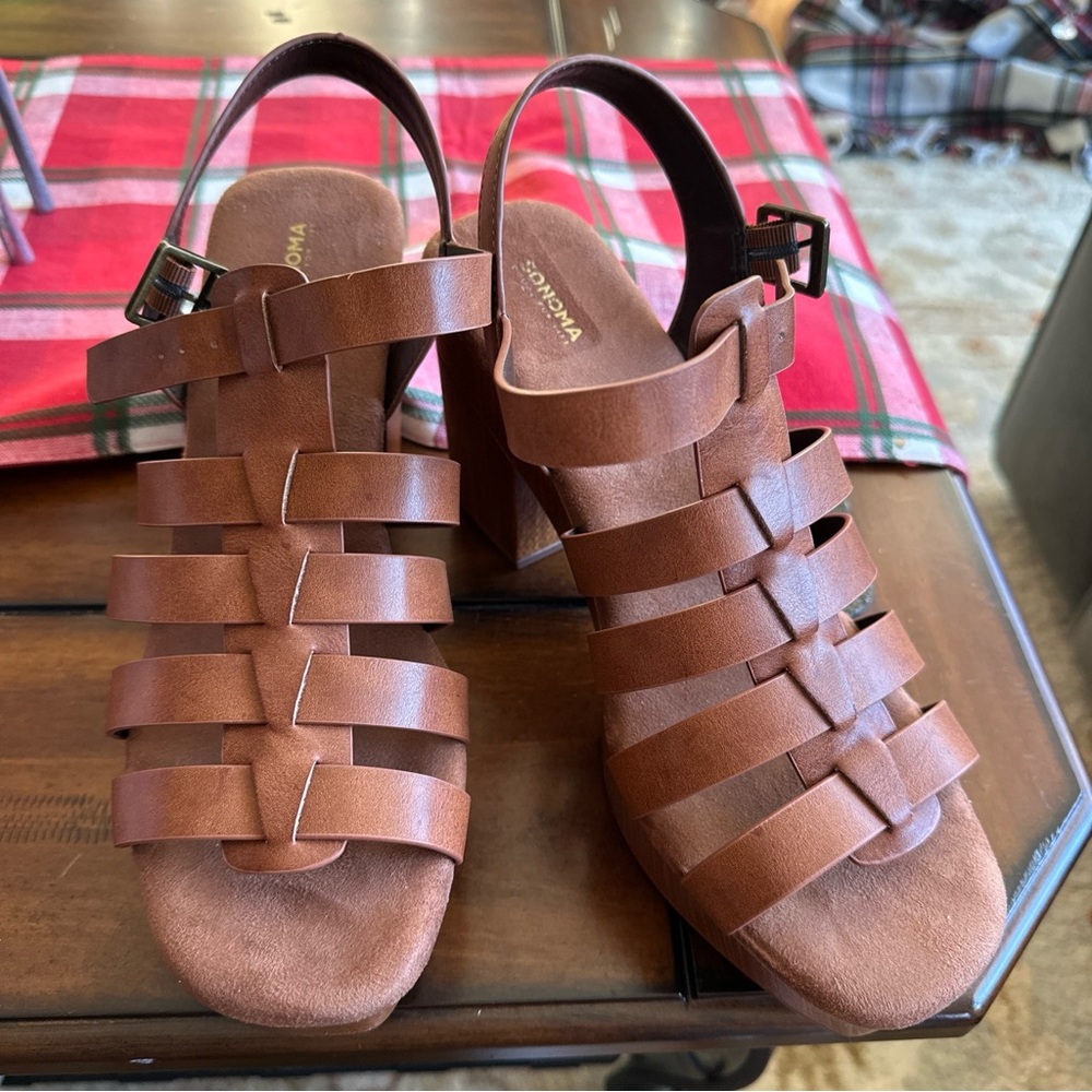 Sonoma Platform Sandals COGNAC Women's Sz 10